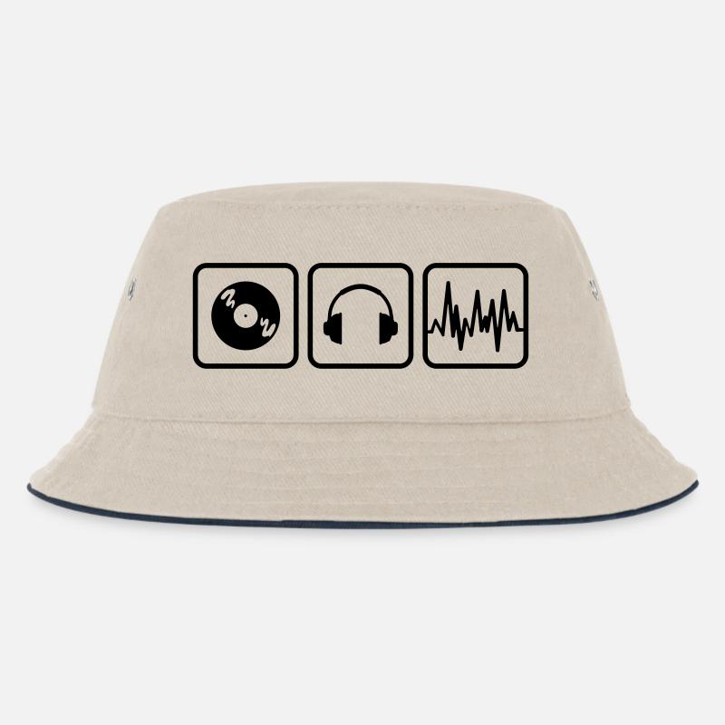 dj - Kinder Bucket Hat - Natur/Navy