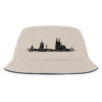 Stadt Köln Kölner Skyline (Vintage/Schwarz) - Kinder Bucket Hat - Natur/Navy - Vorne