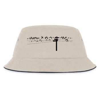 Vögel sitzen gemeinsam auf einer Stromleitung - Kinder Bucket Hat - Natur/Navy - Vorne