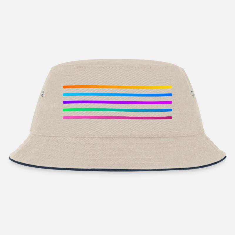 Rainbow Stripe Pattern - Kids’ Bucket Hat - ecru/navy