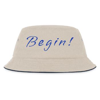 Begin! – Minimalistic Positive Mindset Design - Kinder Bucket Hat - Natur/Navy - Vorne