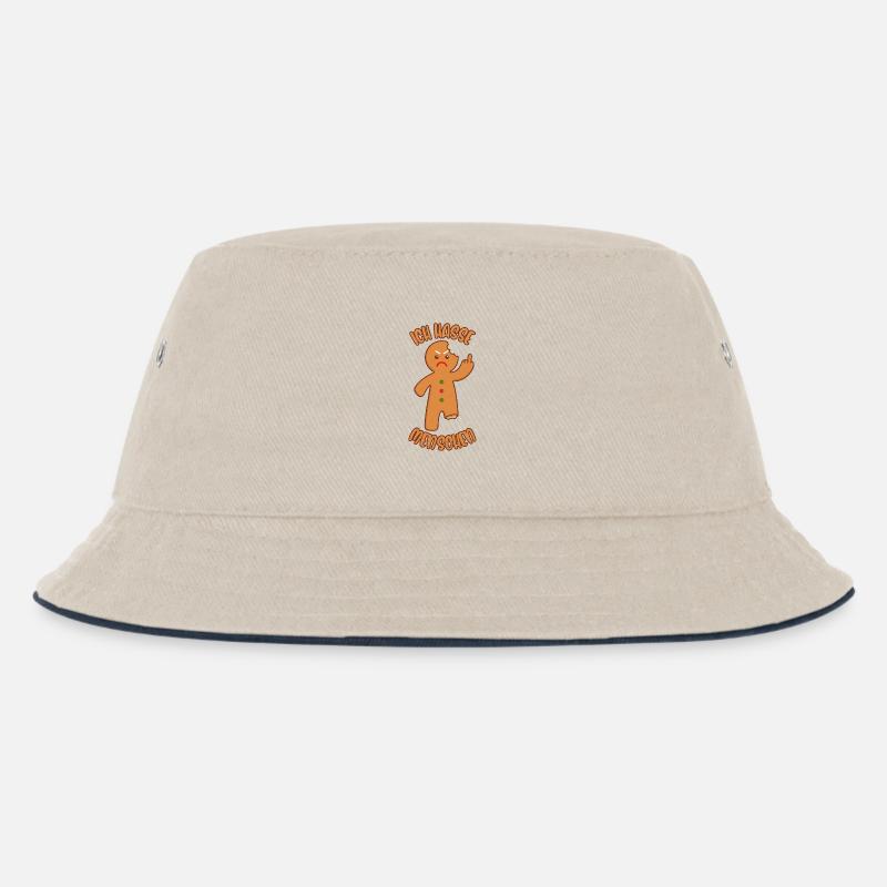 Lebkuchenmann Mittelfinger Ich hasse Menschen - Kinder Bucket Hat - Natur/Navy