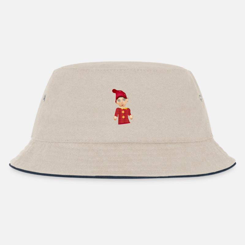 Der Kasper oder auch Kasperle als Puppen Figur - Kinder Bucket Hat - Natur/Navy