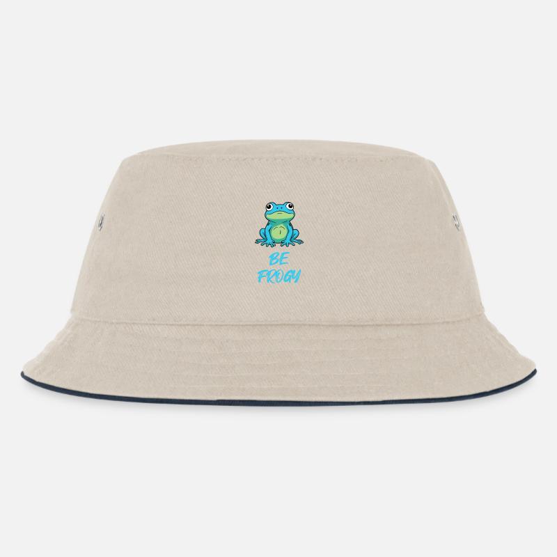 Frosch Blau - Kinder Bucket Hat - Natur/Navy
