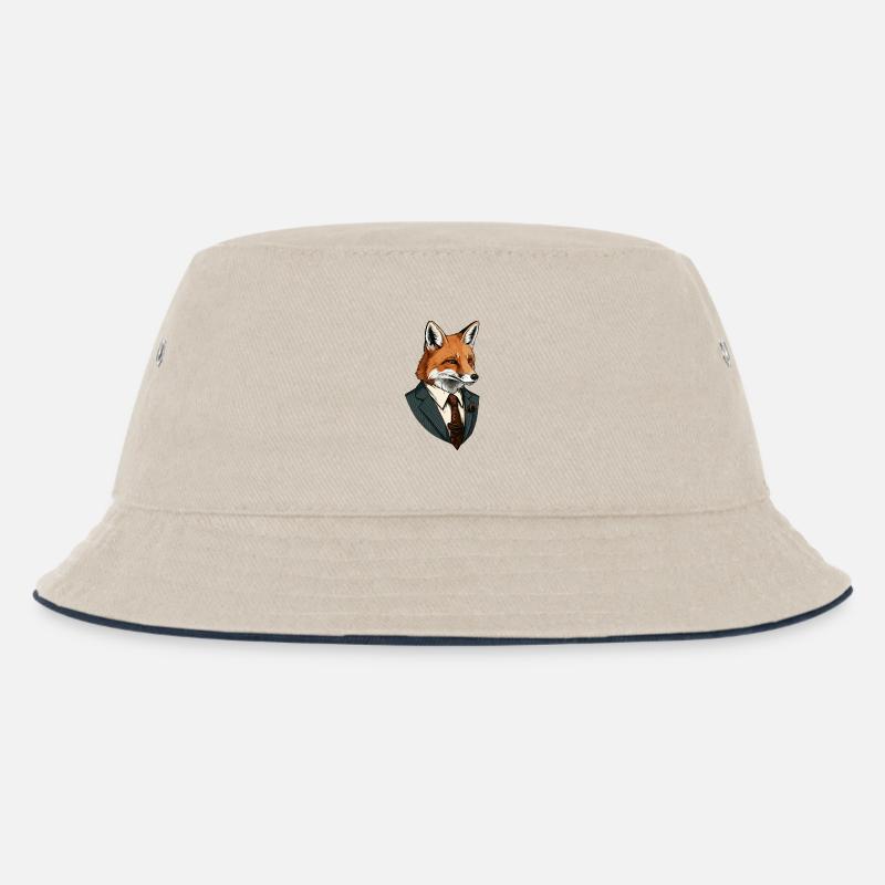 Fuchs im Anzug - Kinder Bucket Hat - Natur/Navy