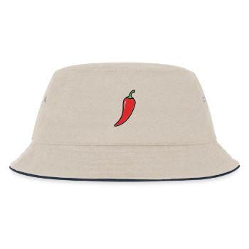 Chili Schote Scharf Comic - Kinder Bucket Hat - Natur/Navy - Vorne