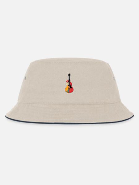 Bunte Gitarren Kunst Akustik Gitarre Motiv - Kinder Bucket Hat - Natur/Navy