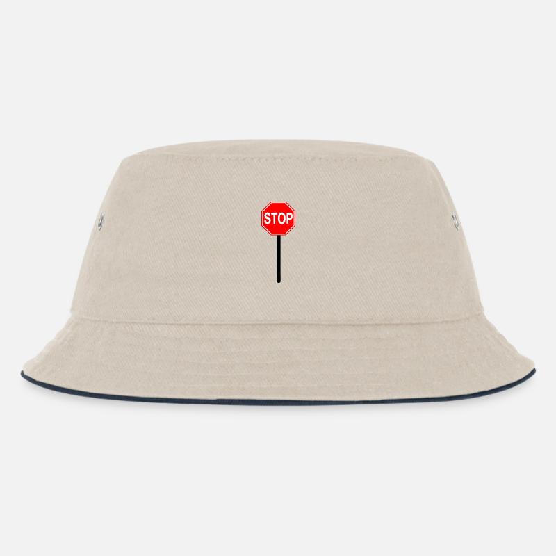 Stop Schild - Kinder Bucket Hat - Natur/Navy