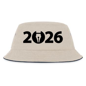 Writer 2026, Poet 2026, Fountain Pen 2026 - Kids’ Bucket Hat - ecru/navy - Front