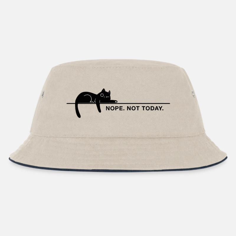 Nope. Not today. – Minimal Katze Statement - Kinder Bucket Hat - Natur/Navy