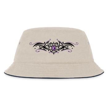 Tribal Tattoo Ornament mit Edelstein - Kinder Bucket Hat - Natur/Navy - Vorne