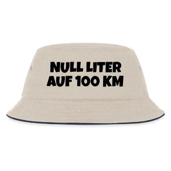 Null Liter auf 100 Km Fahrrad Spruch - Kinder Bucket Hat - Natur/Navy - Vorne