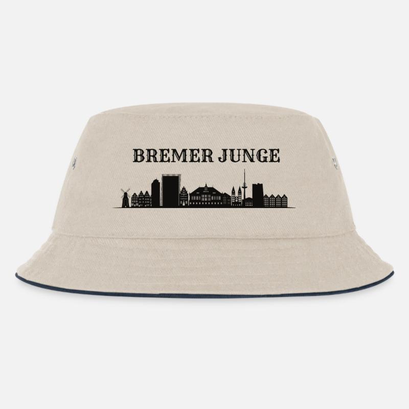 Bremer Junge Skyline Silhouette - Kinder Bucket Hat - Natur/Navy