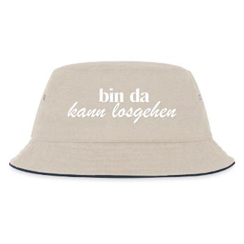 bin da kann losgehen weiß - Kinder Bucket Hat - Natur/Navy - Vorne