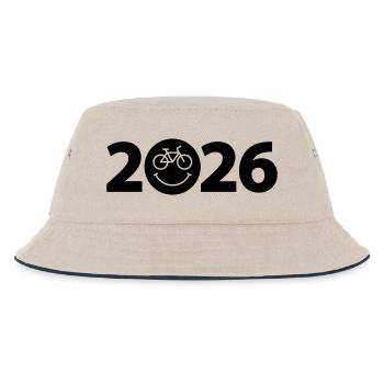 Bike Tour 2026, Mountain Bike 2026, Bike 2026 - Kids’ Bucket Hat - ecru/navy - Front