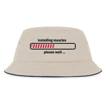 Installing muscles please wait ... - Kids’ Bucket Hat - ecru/navy - Front