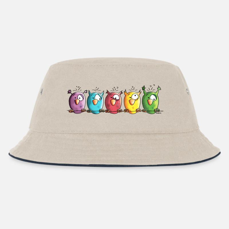 Funny Owls - Eule - Vogel - Kinder Bucket Hat - Natur/Navy