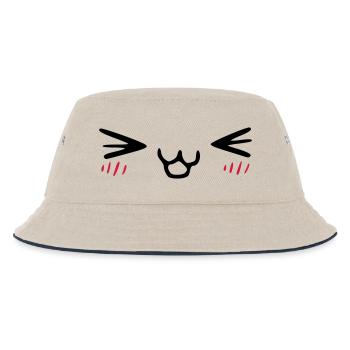 kawaii_face_4 - Kinder Bucket Hat - Natur/Navy - Vorne