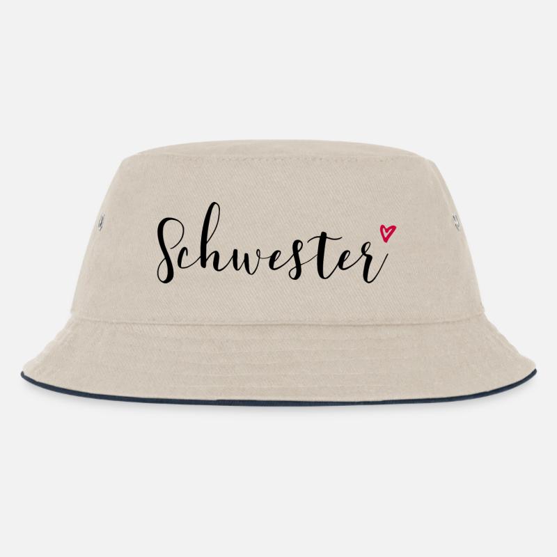 Schwester Herz Geschenkidee - Kinder Bucket Hat - Natur/Navy