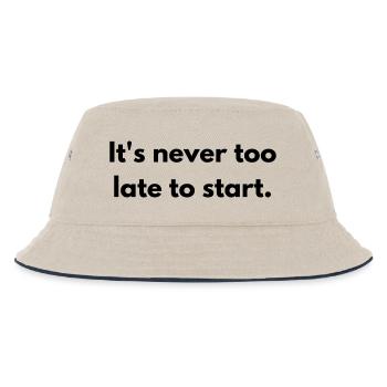 It's never too late to start - Kinder Bucket Hat - Natur/Navy - Vorne