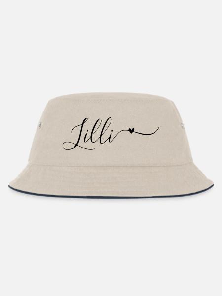 Lilli Name Vorname Dekorativ - Kinder Bucket Hat - Natur/Navy