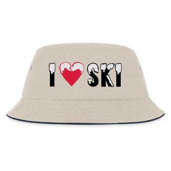 I love Ski - Kids’ Bucket Hat - ecru/navy - Front
