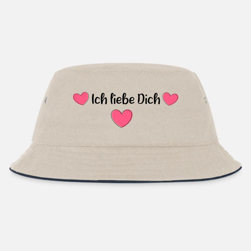 Valentinstag Geschenk Valentinstag - Kinder Bucket Hat - Natur/Navy