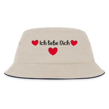 rotes Herz rot Herzen rot Herz - Kinder Bucket Hat - Natur/Navy - Vorne