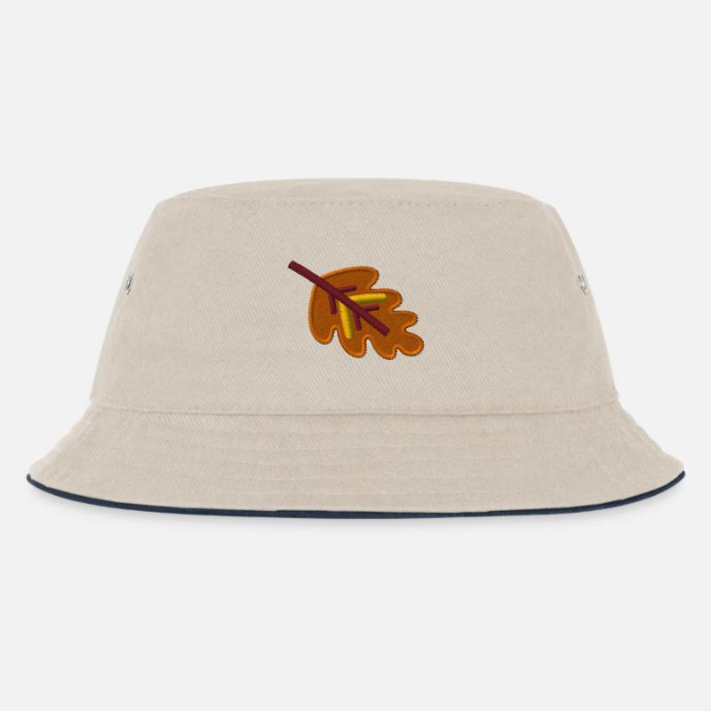 Eichenblatt bestickt - Kinder Bucket Hat - Natur/Navy