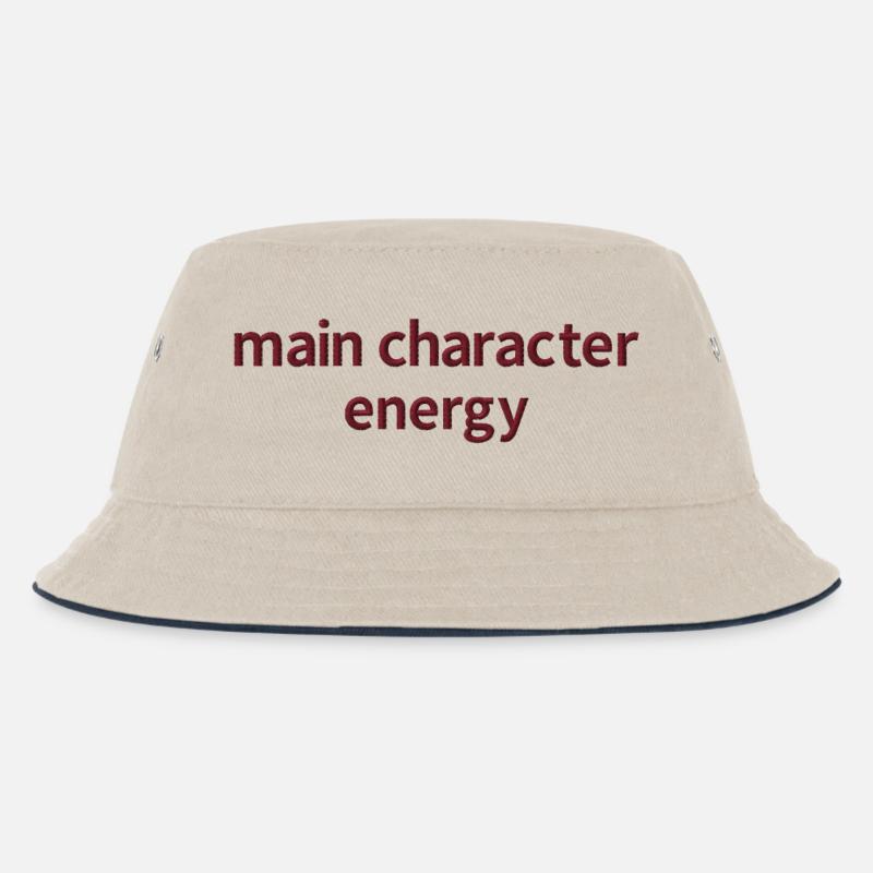 Statement Spruch bestickt - Kinder Bucket Hat - Natur/Navy