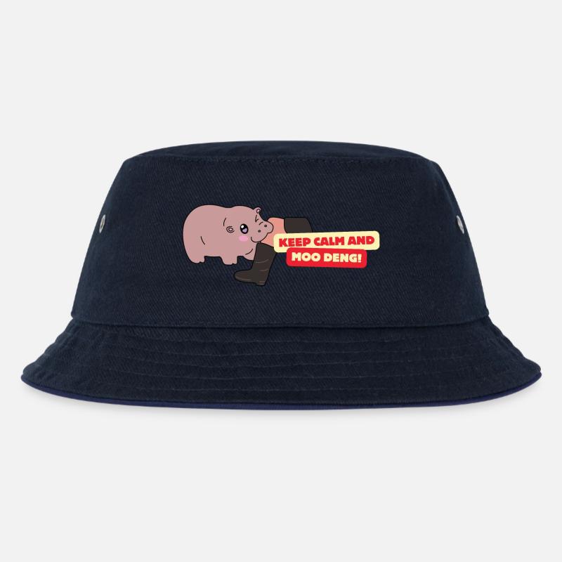 Moo Deng Attack! - Kinder Bucket Hat - navy/navy