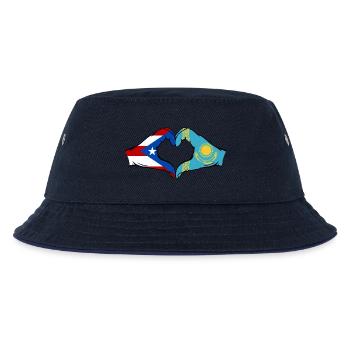 Puerto Rico Kasachstan Flagge Hände Herzform - Kinder Bucket Hat - navy/navy - Vorne