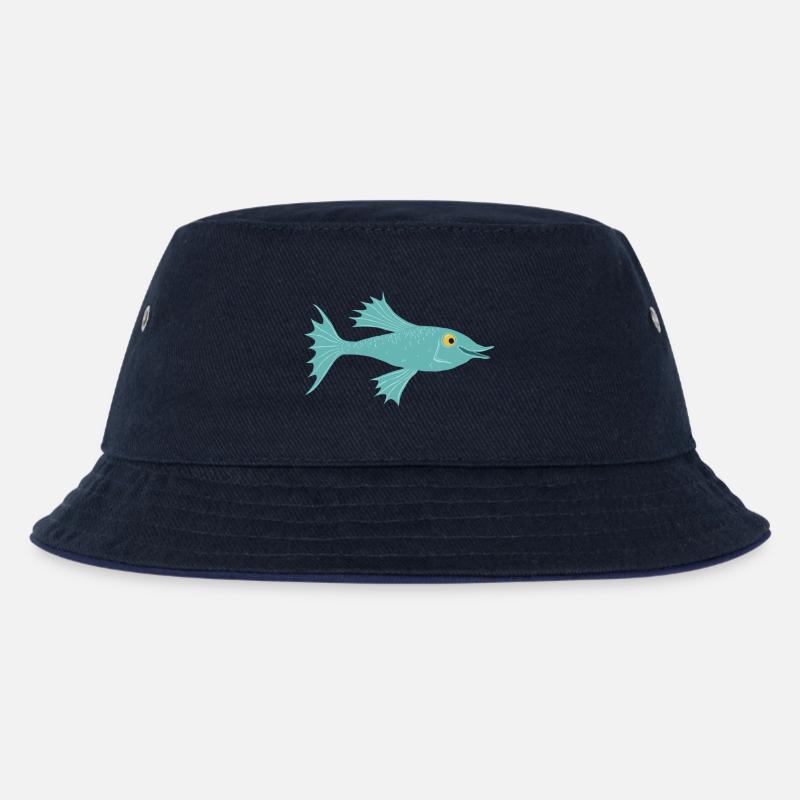 Fisch petrol - Kinder Bucket Hat - navy/navy