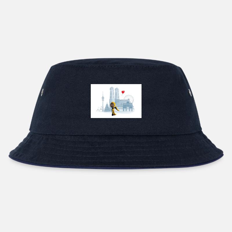 Münchner Kindl mit München Skyline - Kinder Bucket Hat - navy/navy