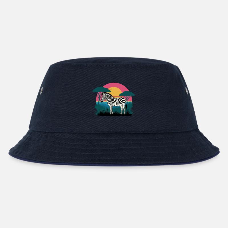 Sunset Zebra - Kinder Bucket Hat - navy/navy