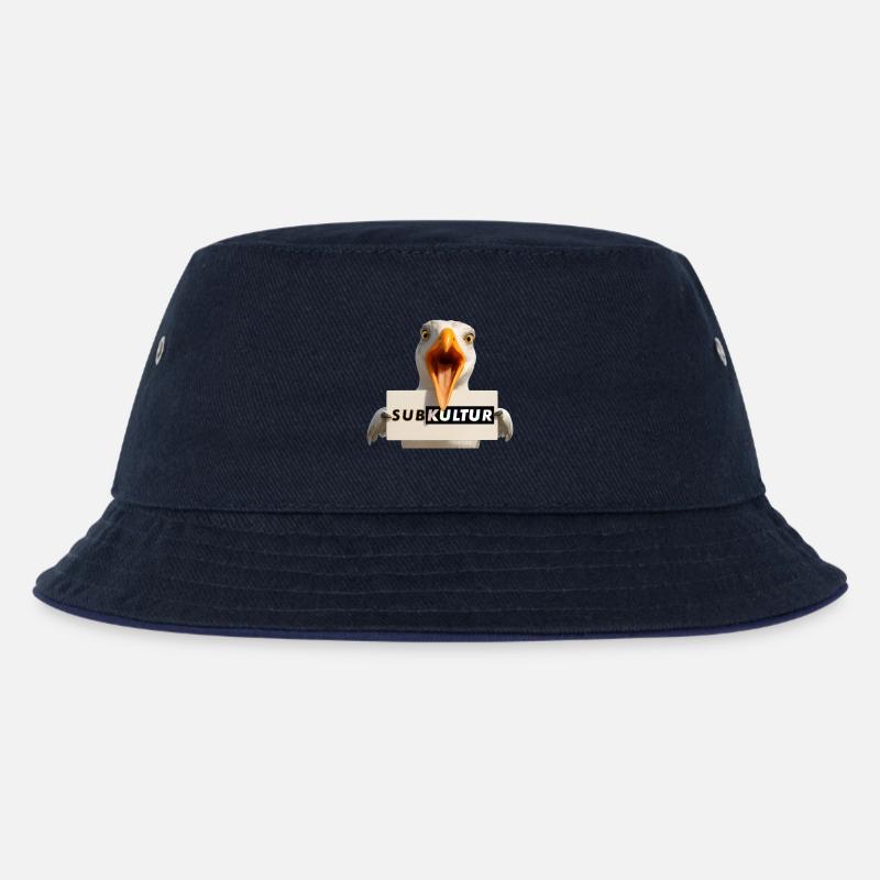SUBKULTUR Möwe mit Schild - Kinder Bucket Hat - navy/navy