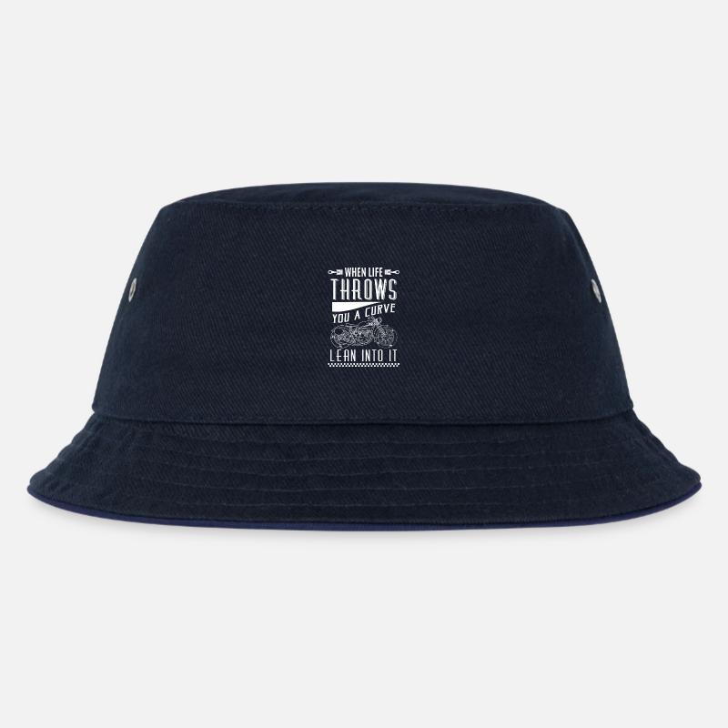 When life throws you a curve lean into it - biker - Kids’ Bucket Hat - navy/navy
