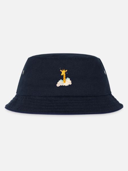 Gentle giraffe above the clouds – Dreamlike motif - Kids’ Bucket Hat - navy/navy