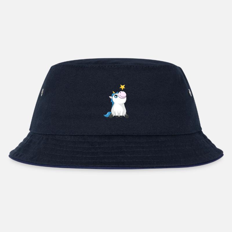 Süßes Comic Einhorn - Kinder Bucket Hat - navy/navy