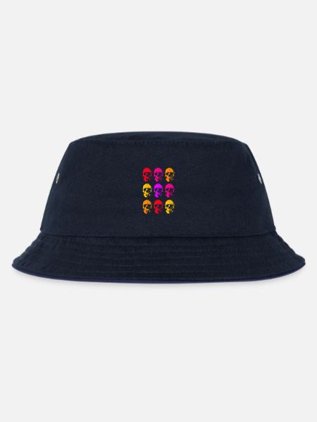 Colored Linear Skull Art - Kids’ Bucket Hat - navy/navy