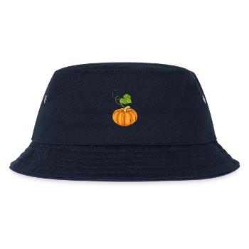 Reifer Kürbis mit grünem Blatt - Kinder Bucket Hat - navy/navy - Vorne