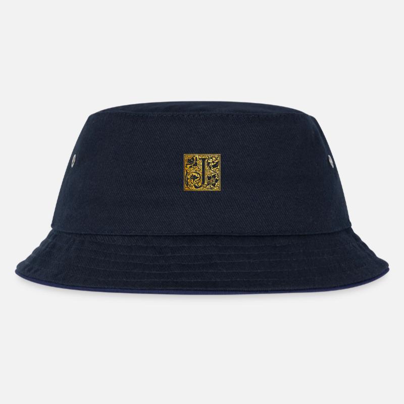 Initials-J - Kinder Bucket Hat - navy/navy