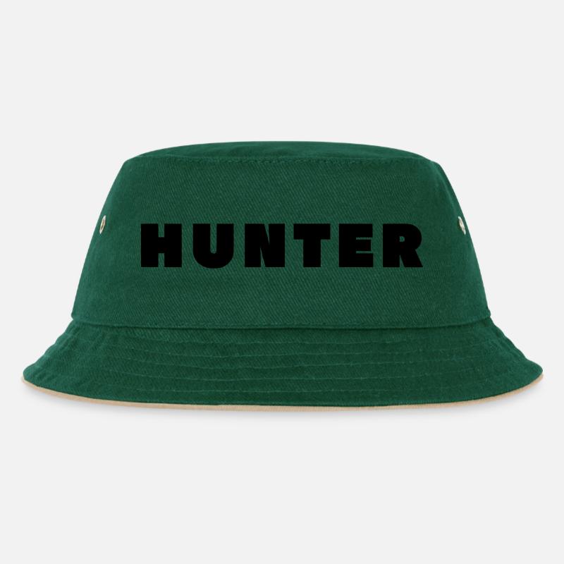 HUNTER - Kids’ Bucket Hat - dark green/beige