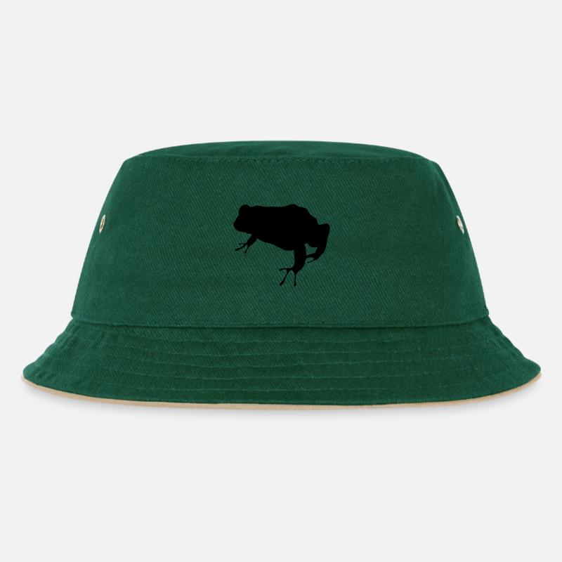 Frosch - Kinder Bucket Hat - Dunkelgrün/Beige