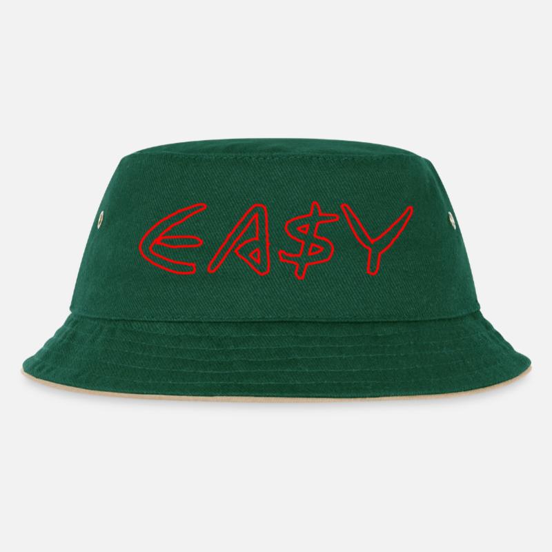 EASY - Kinder Bucket Hat - Dunkelgrün/Beige