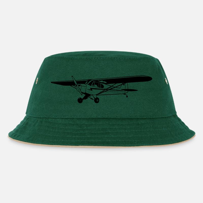 Piper Cub - Kinder Bucket Hat - Dunkelgrün/Beige