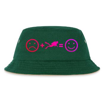 Geschenkidee für eine Taucherin mit Gerätetauchen - Kinder Bucket Hat - Dunkelgrün/Beige - Vorne