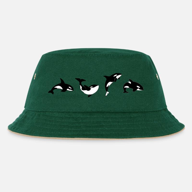 Orca Positions - Geschenkidee - Kinder Bucket Hat - Dunkelgrün/Beige