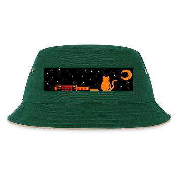 Japan trainstation cat - Kinder Bucket Hat - Dunkelgrün/Beige - Vorne