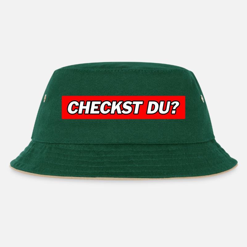 Checkst Du - Funny Memes - Kinder Bucket Hat - Dunkelgrün/Beige